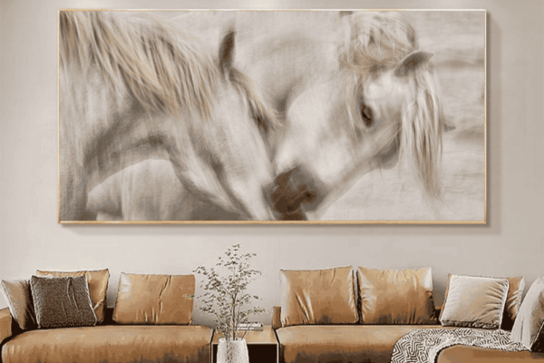Sophisticated horse photography titled Valentine, capturing the graceful form of a wild horse for a chic minimalist interior.