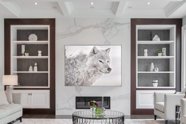 Snow Wolf Fine Art Print in living room