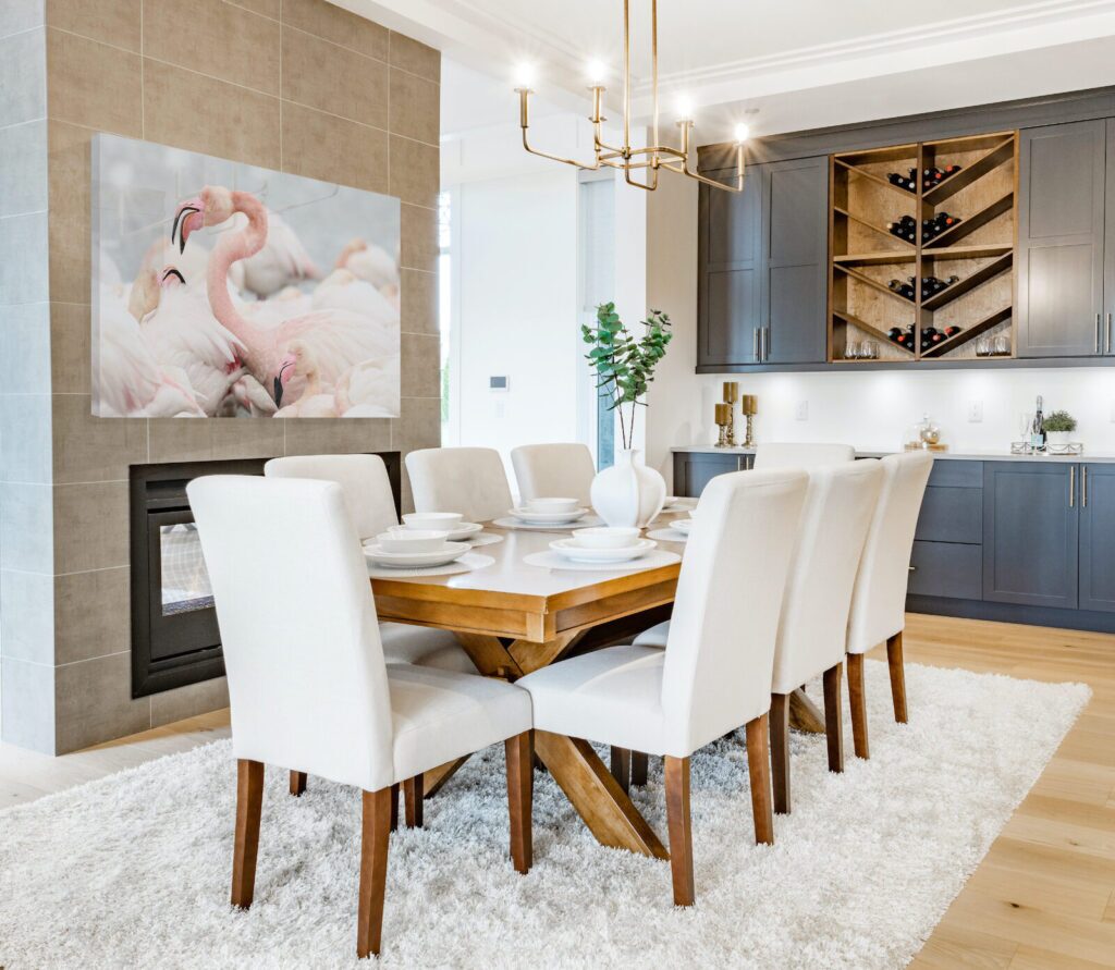 Flamingo Print in dining room