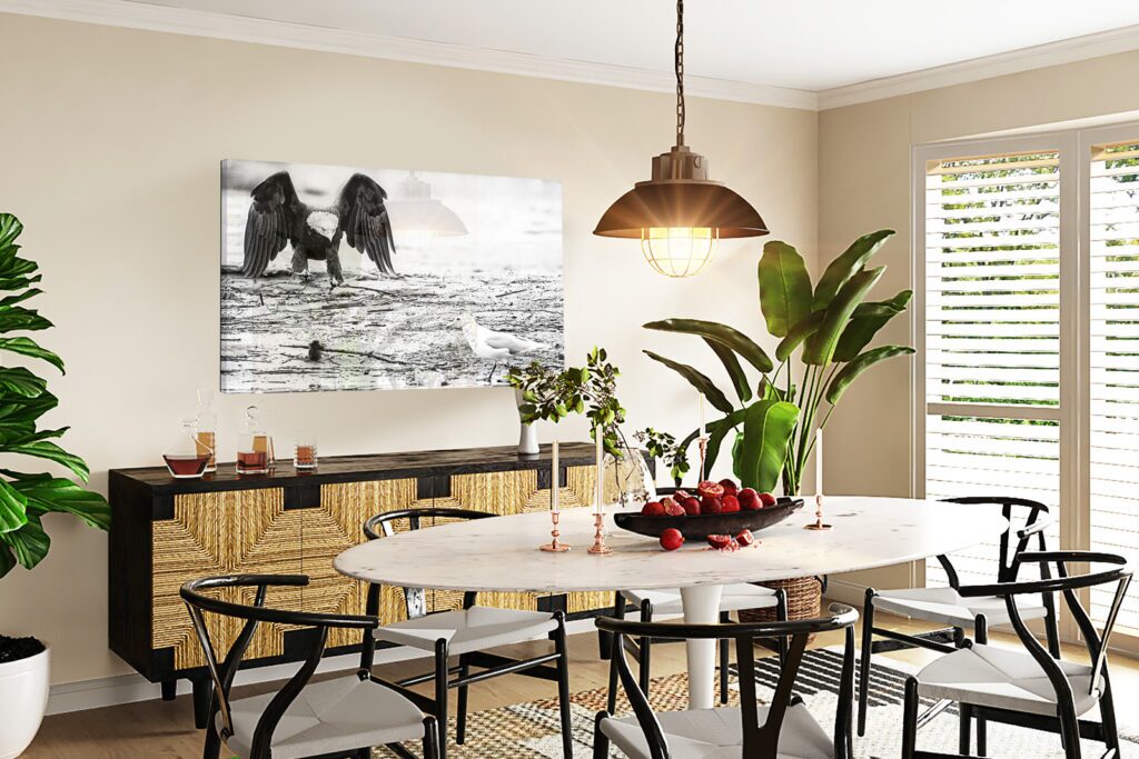 American Bald Eagle Print on dining room wall