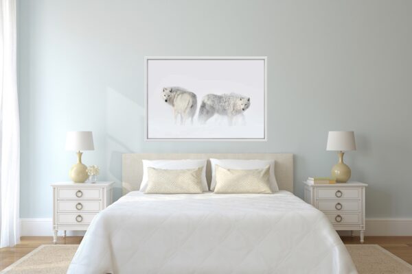 wolves wall art in bedroom