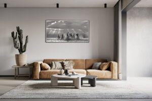 Horses running in water for your living room