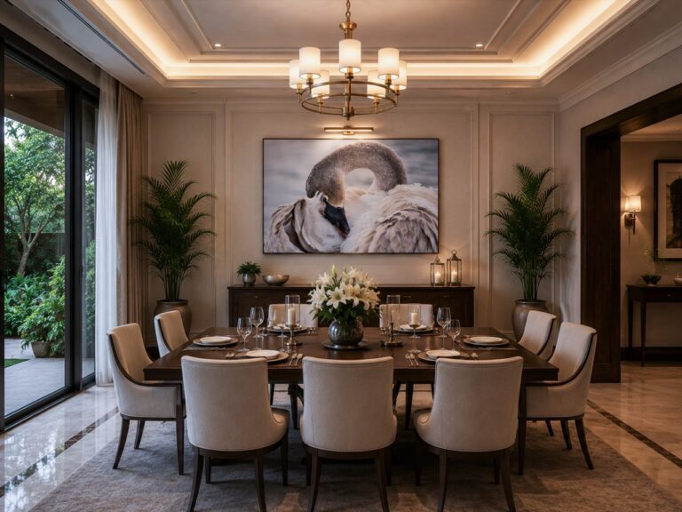 Trumpeter swan in living room